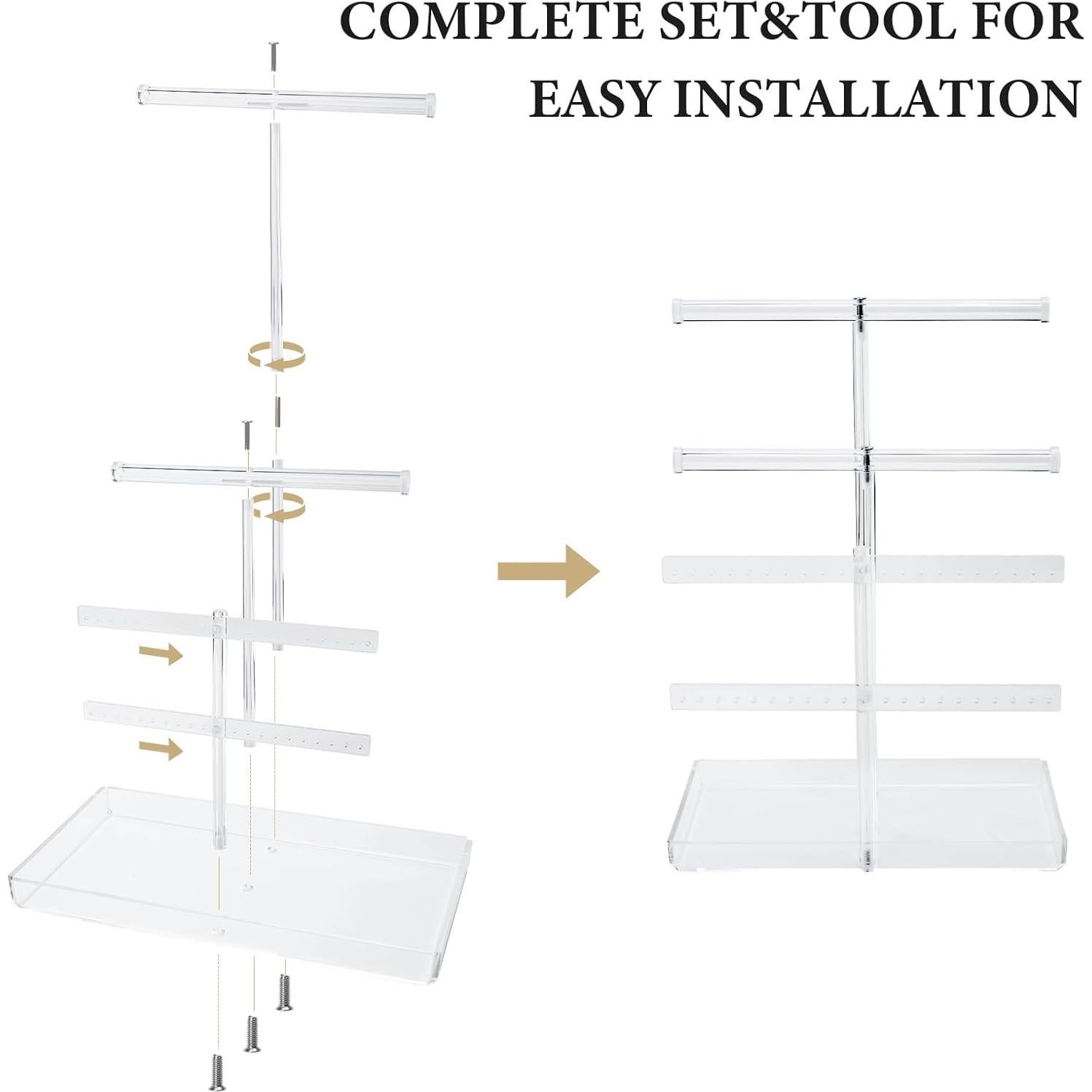 Soporte de Joyería Acrílico Transparente 4 Niveles Jolboldy