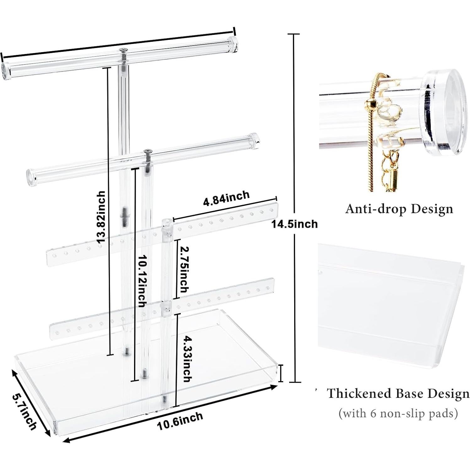Soporte de Joyería Acrílico Transparente 4 Niveles Jolboldy