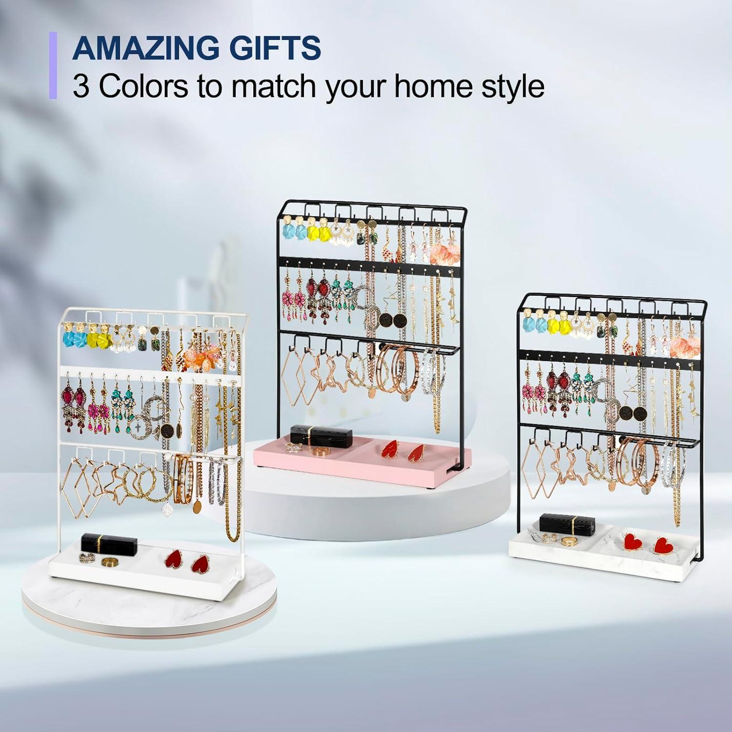 Soporte Organizador de Joyería LKKL, 4 Capas, Blanco