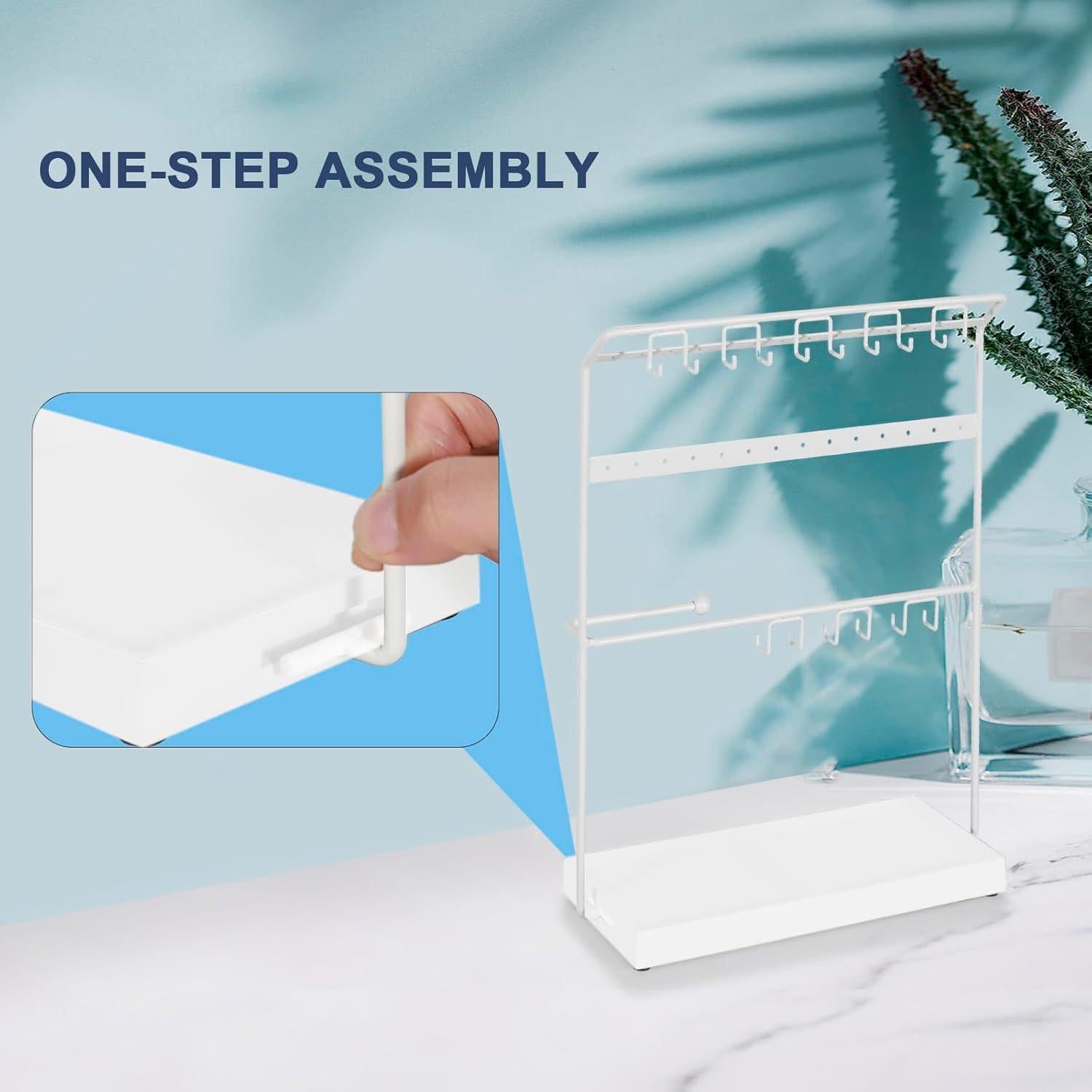 Soporte Organizador de Joyería LKKL, 4 Capas, Blanco