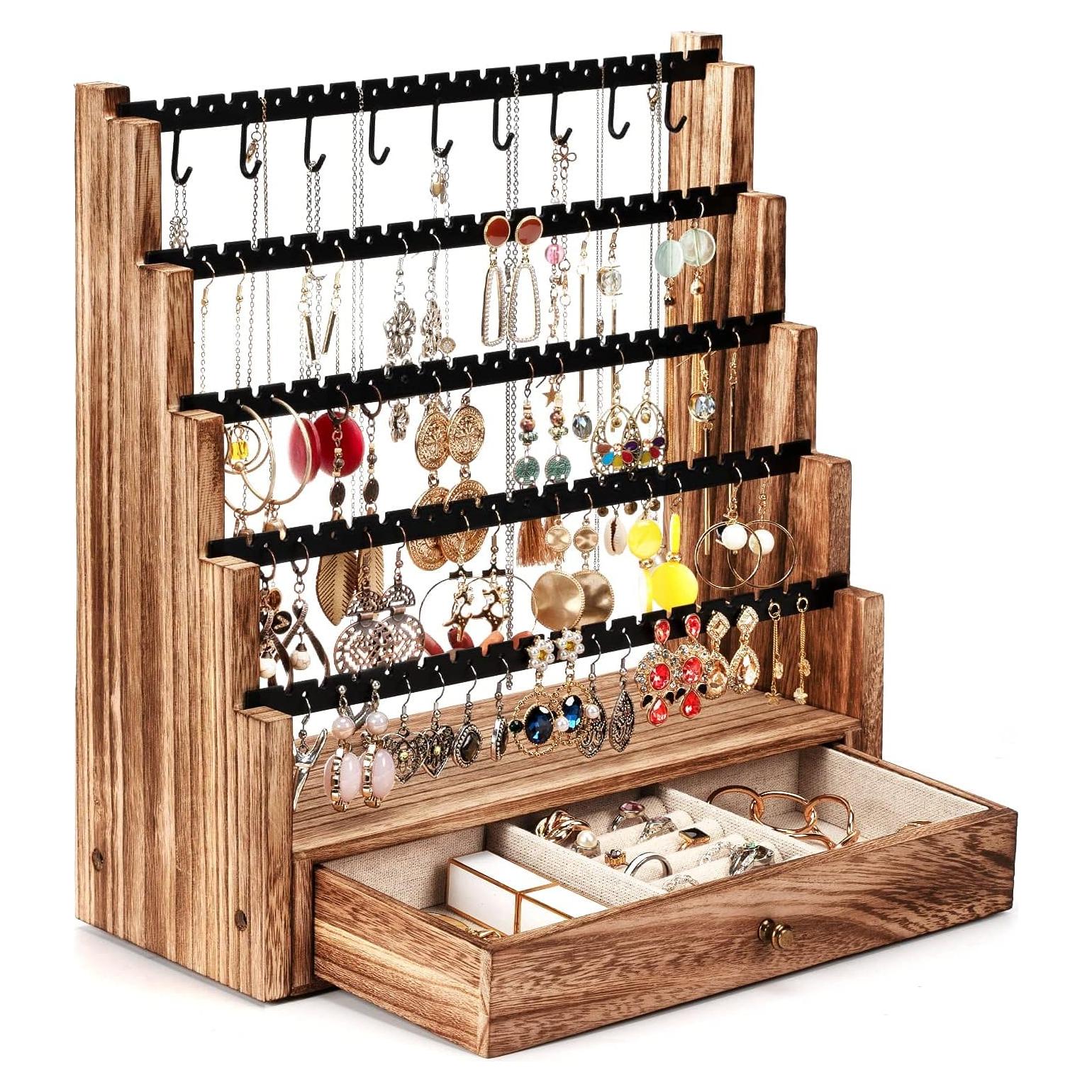 Organizador de Joyería Pinzoveco de Madera Rústica 5 Capas