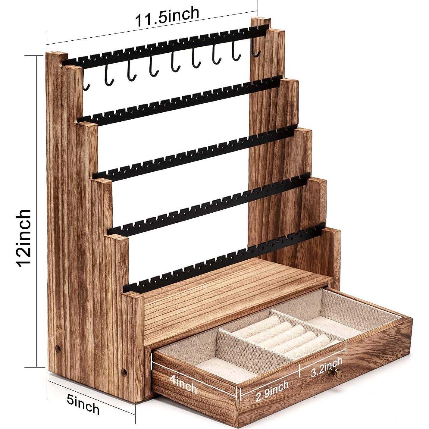 Organizador de Joyería Pinzoveco de Madera Rústica 5 Capas