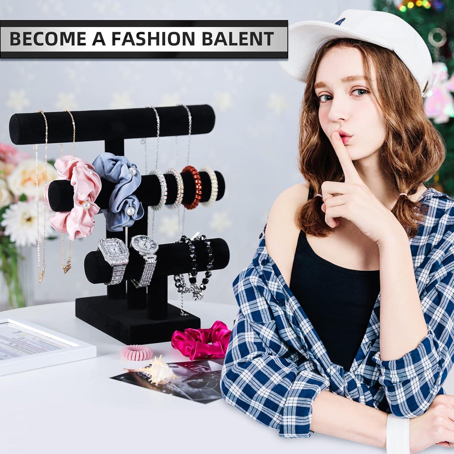 Soporte de exhibición de pulseras ByKen Jewelry 3 niveles Negro