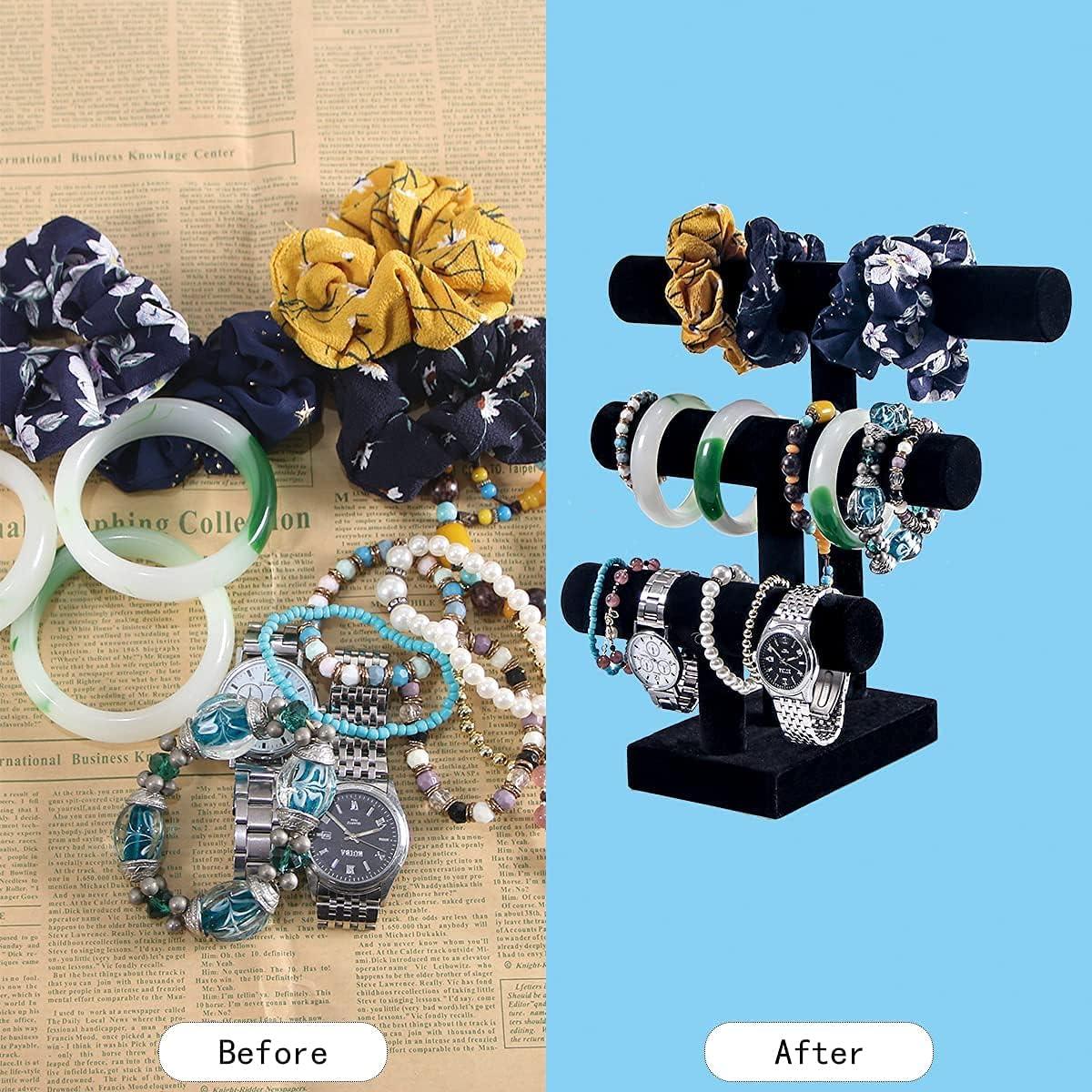 Soporte de exhibición de pulseras ByKen Jewelry 3 niveles Negro