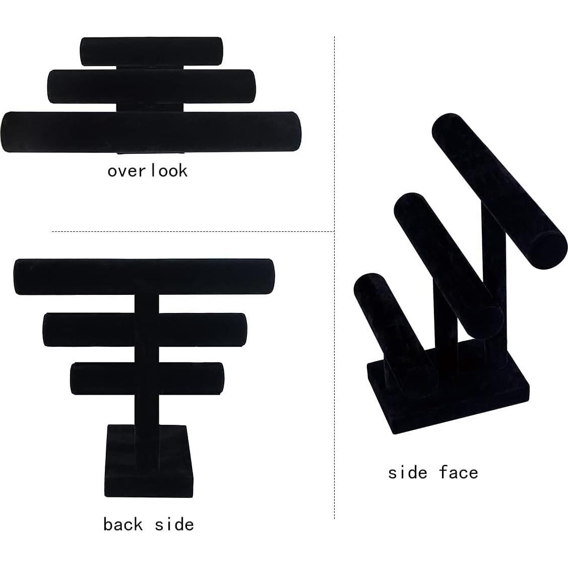 Soporte de exhibición de pulseras ByKen Jewelry 3 niveles Negro