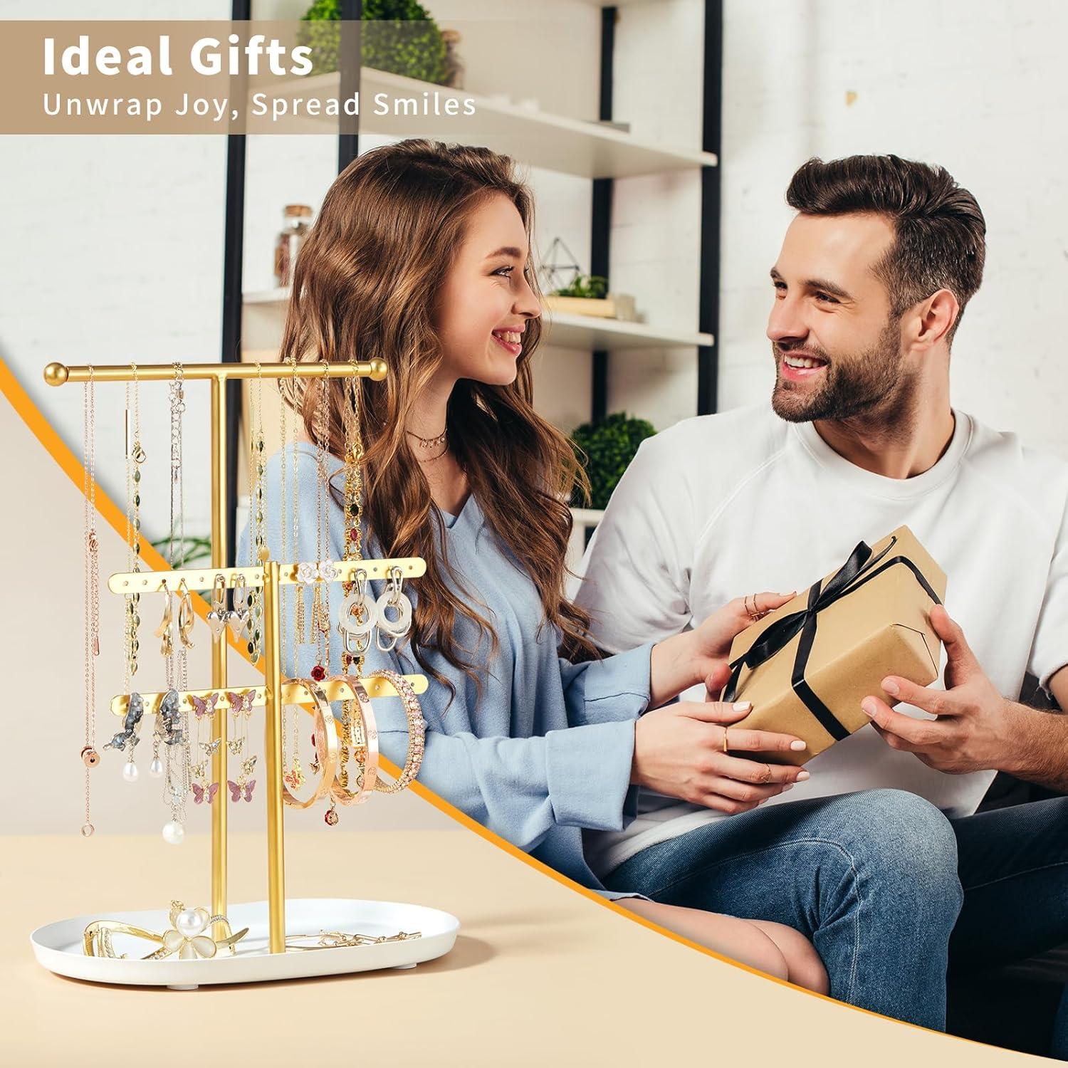 Organizador de Joyería Saydear Blanco y Dorado 2 Niveles