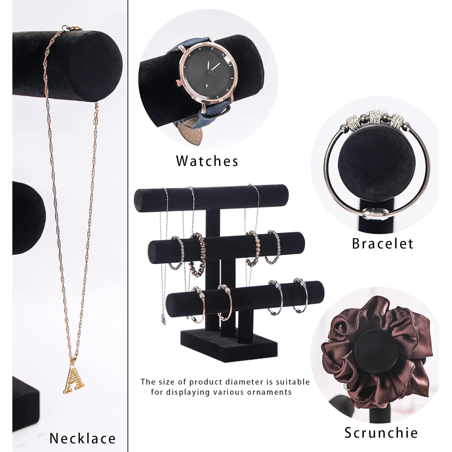 Soporte para Pulseras 3 Niveles Pengup Terciopelo Negro