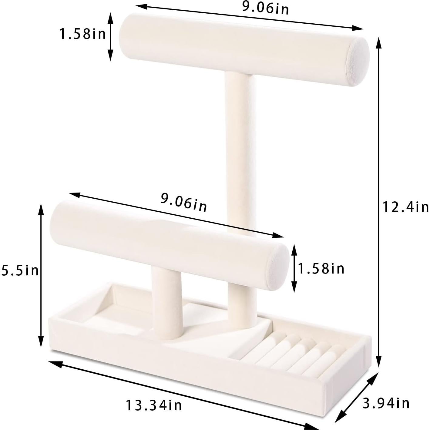 Soporte Organizador de Joyería 2 Niveles Pengup Beige Terciopelo