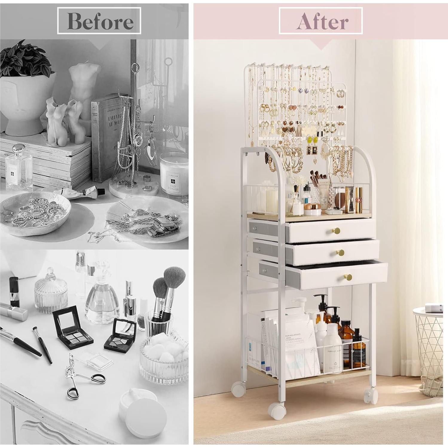 Organizador de Joyería Grande Keebofly 3 Cajones Blanco