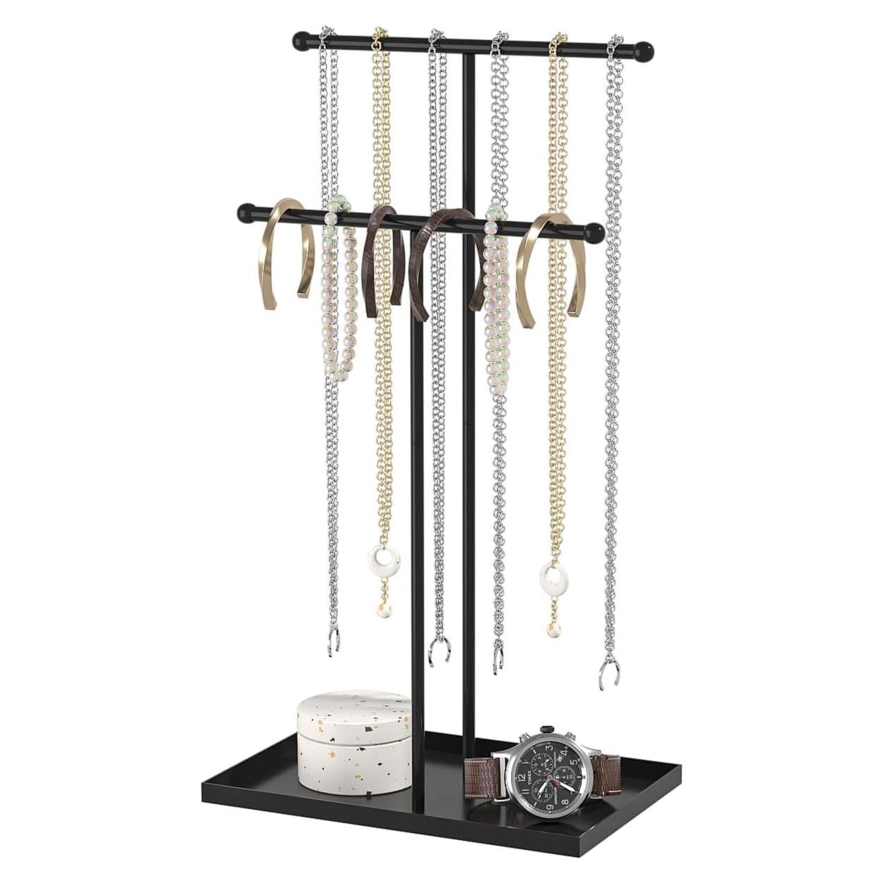 Soporte Organizador de Joyería Ausalivan 2 Niveles Negro