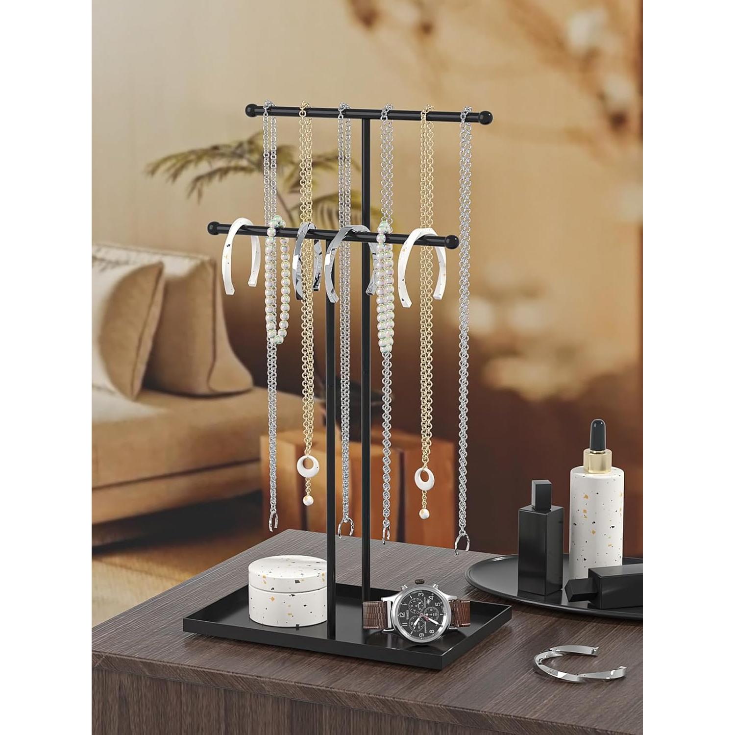 Soporte Organizador de Joyería Ausalivan 2 Niveles Negro