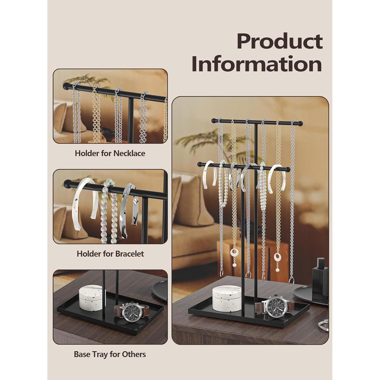 Soporte Organizador de Joyería Ausalivan 2 Niveles Negro