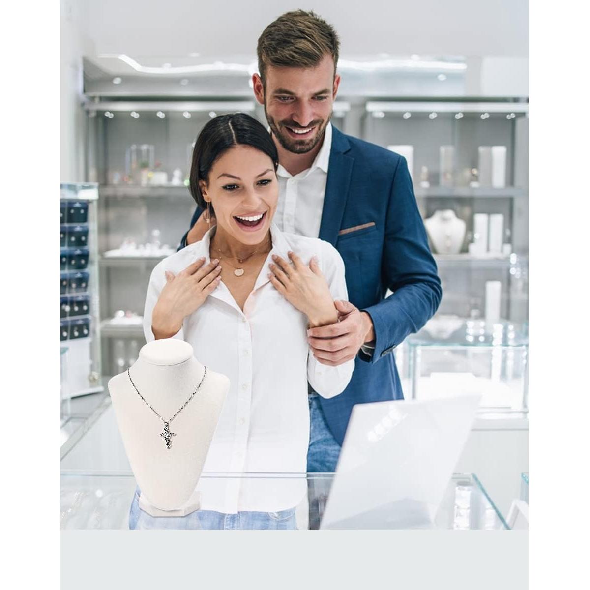 Soporte de exhibición de collar Julysky de terciopelo beige