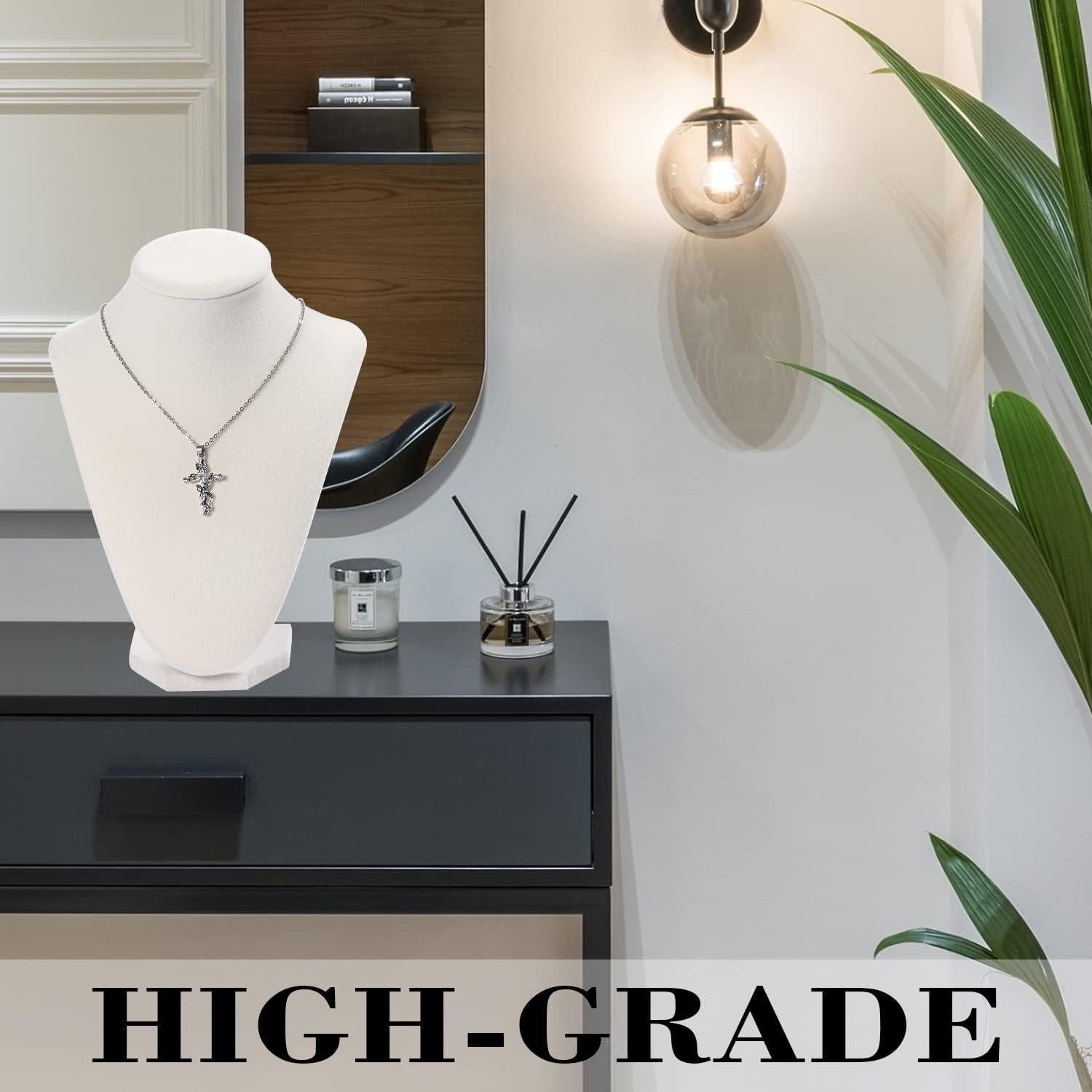 Soporte de exhibición de collar Julysky de terciopelo beige