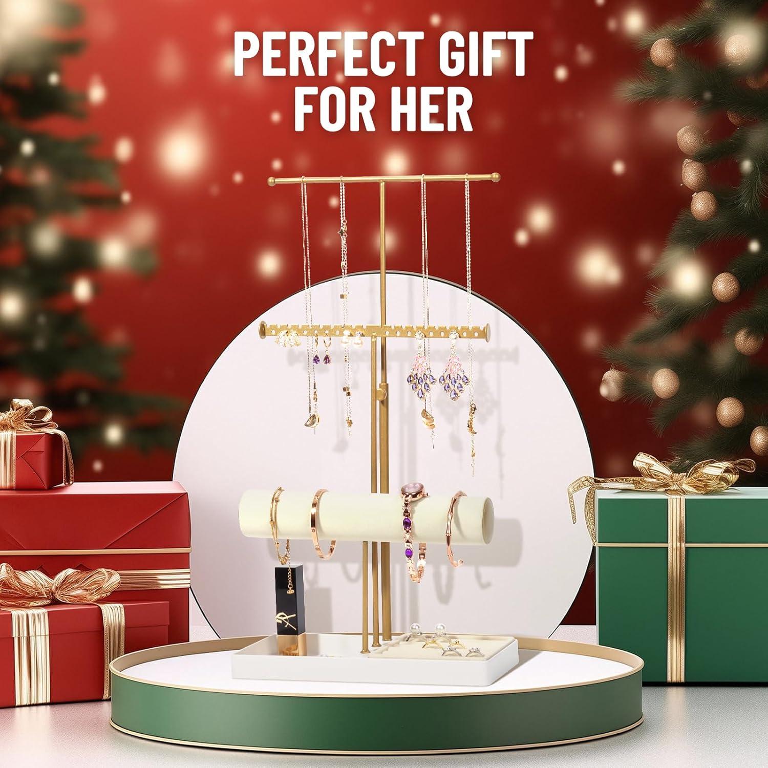 Soporte Organizador de Joyería Kukikan Dorado 3 Niveles Ajustable