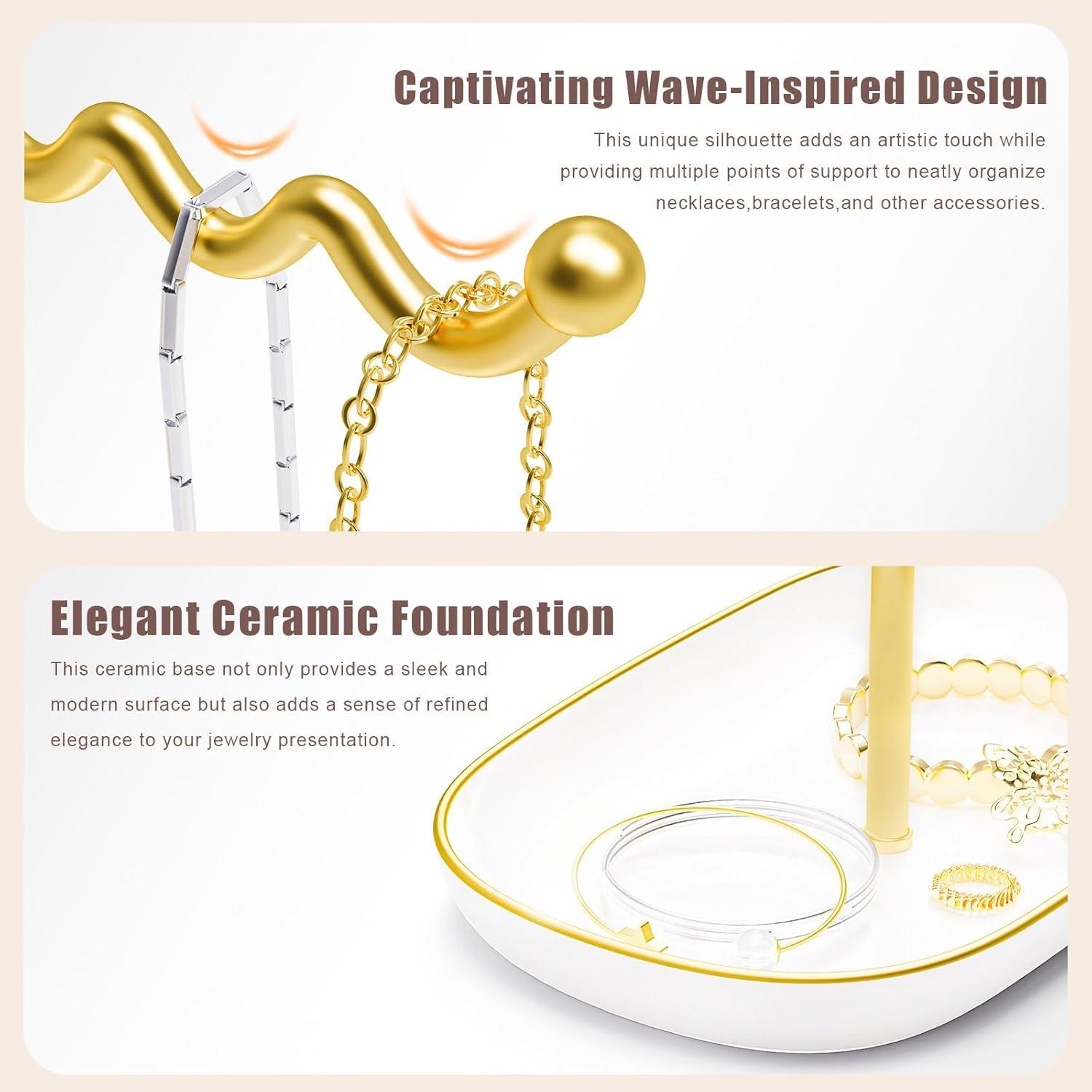 Soporte para Joyería Saydear Blanco y Dorado 30.48 cm