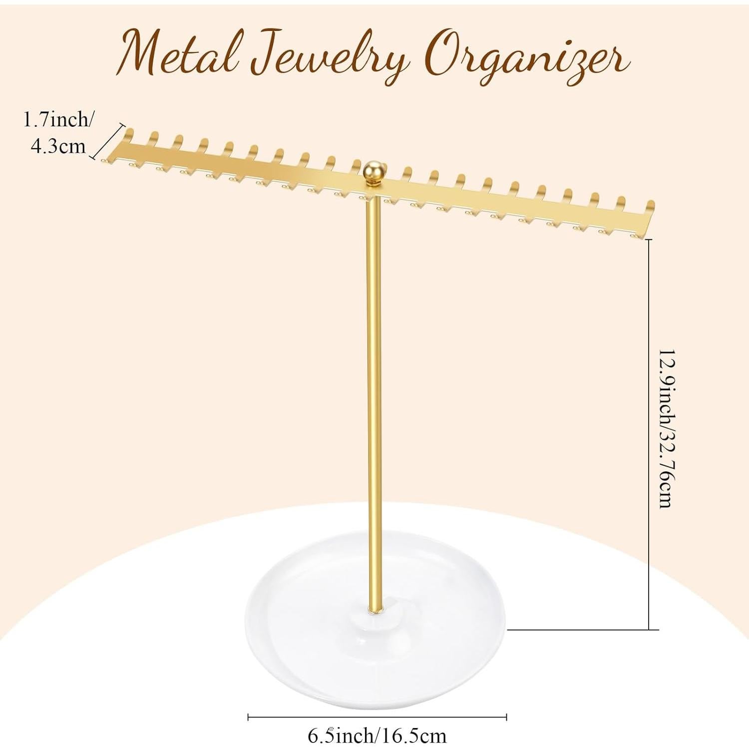 OAOLEER Necklace Holder Organizer, Jewelry Holder Stand Display Gold Metal Jewelry Tree Storage for Women Girls for Necklaces Bracelets Earrings Rings