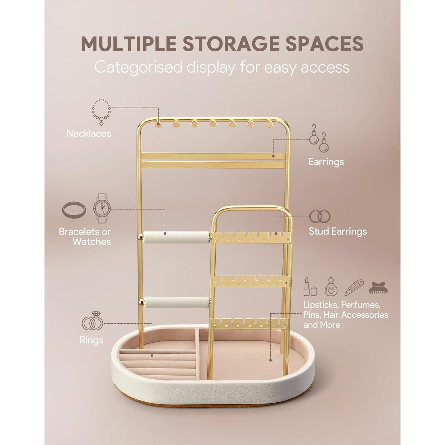 Organizador de Joyería ChuStory Dorado con Terciopelo 31.5 cm