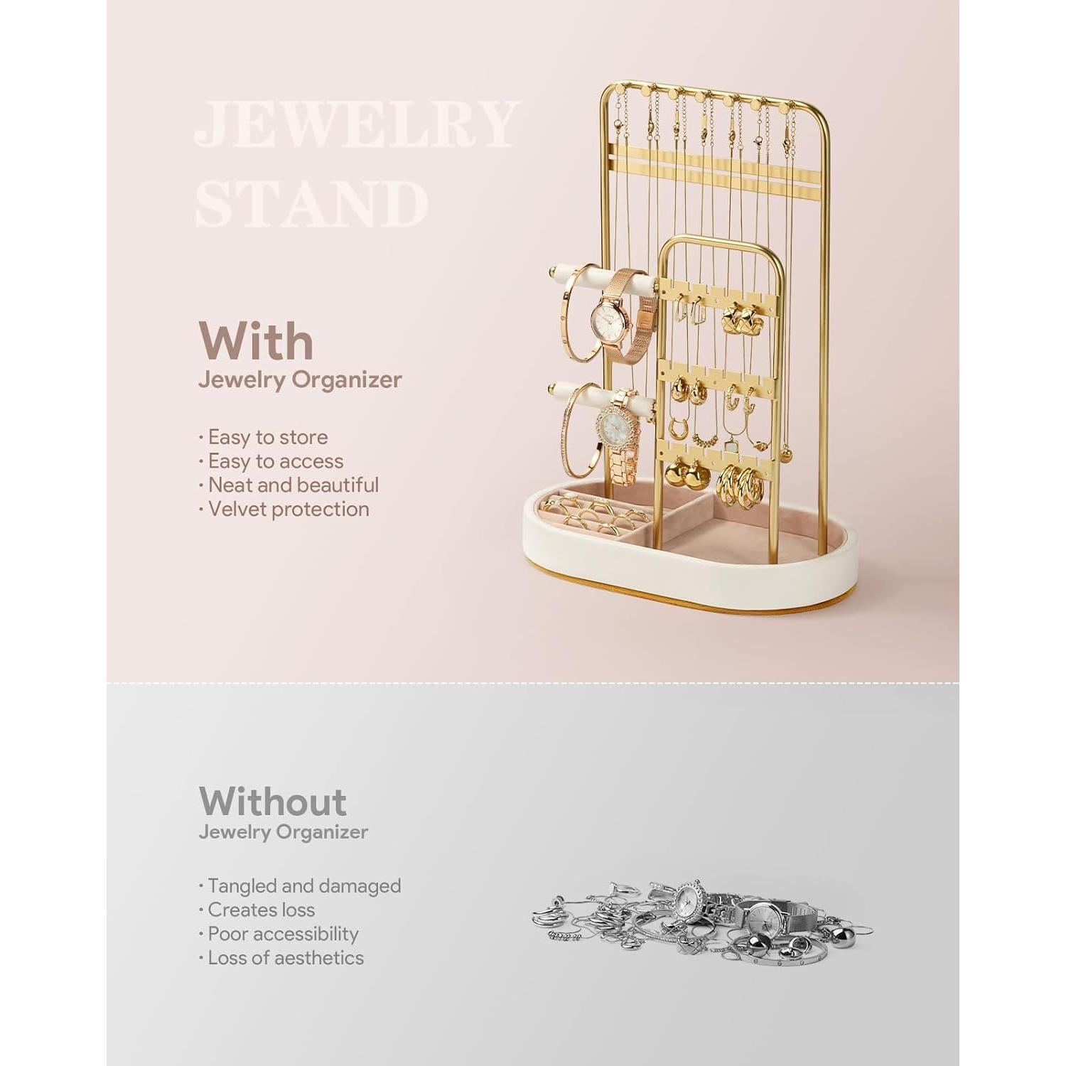 Organizador de Joyería ChuStory Dorado con Terciopelo 31.5 cm