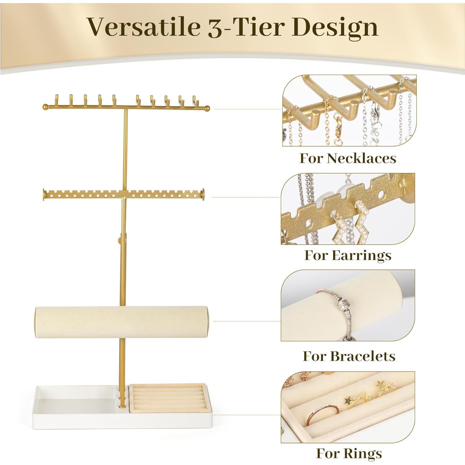 Soporte Organizador de Joyería Tirzah Ajustable 3 Niveles