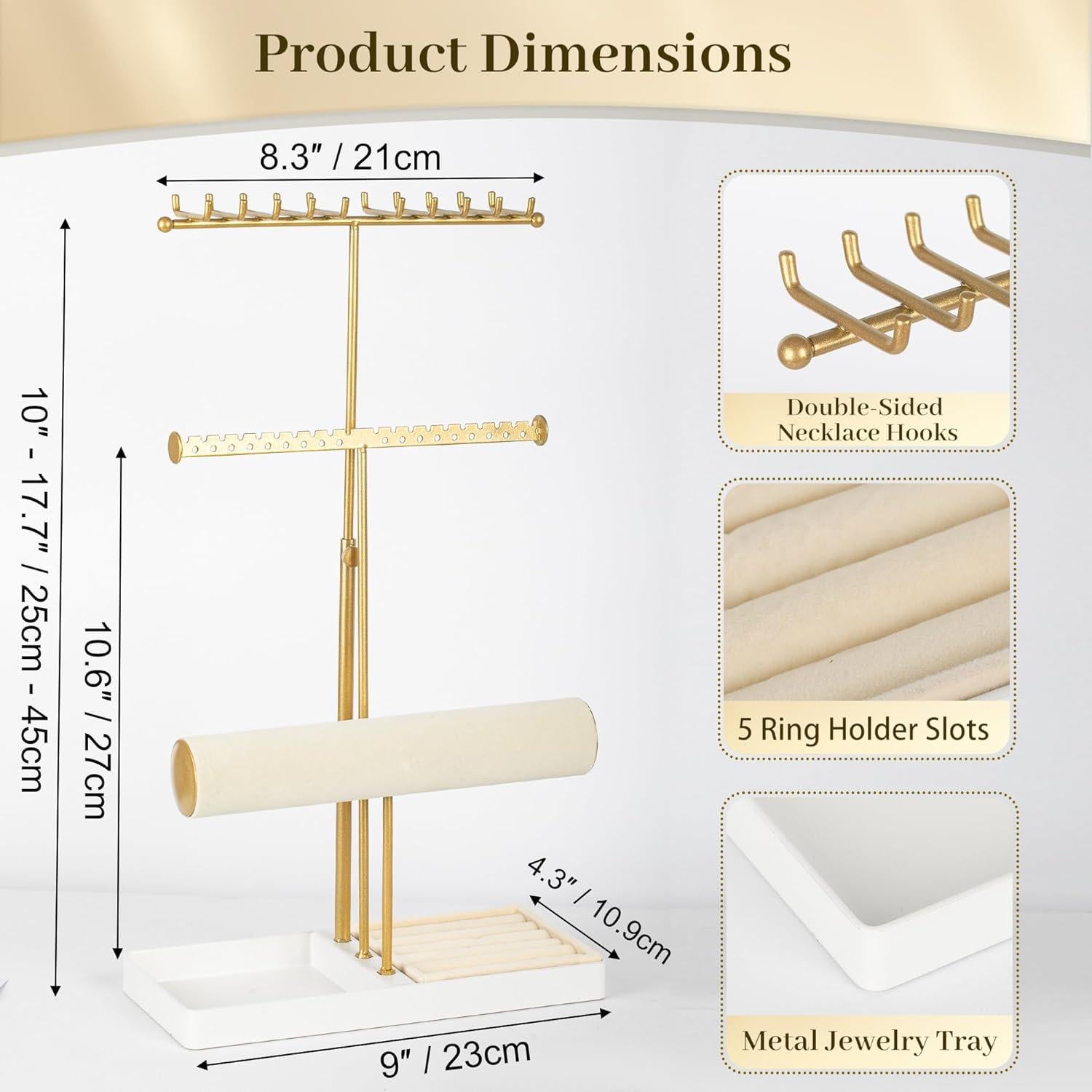 Soporte Organizador de Joyería Tirzah Ajustable 3 Niveles