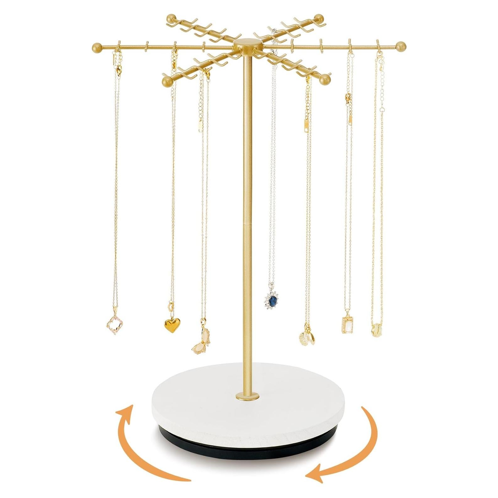 Soporte para Collares Poyilooo Dorado 48 Ganchos Rotativo