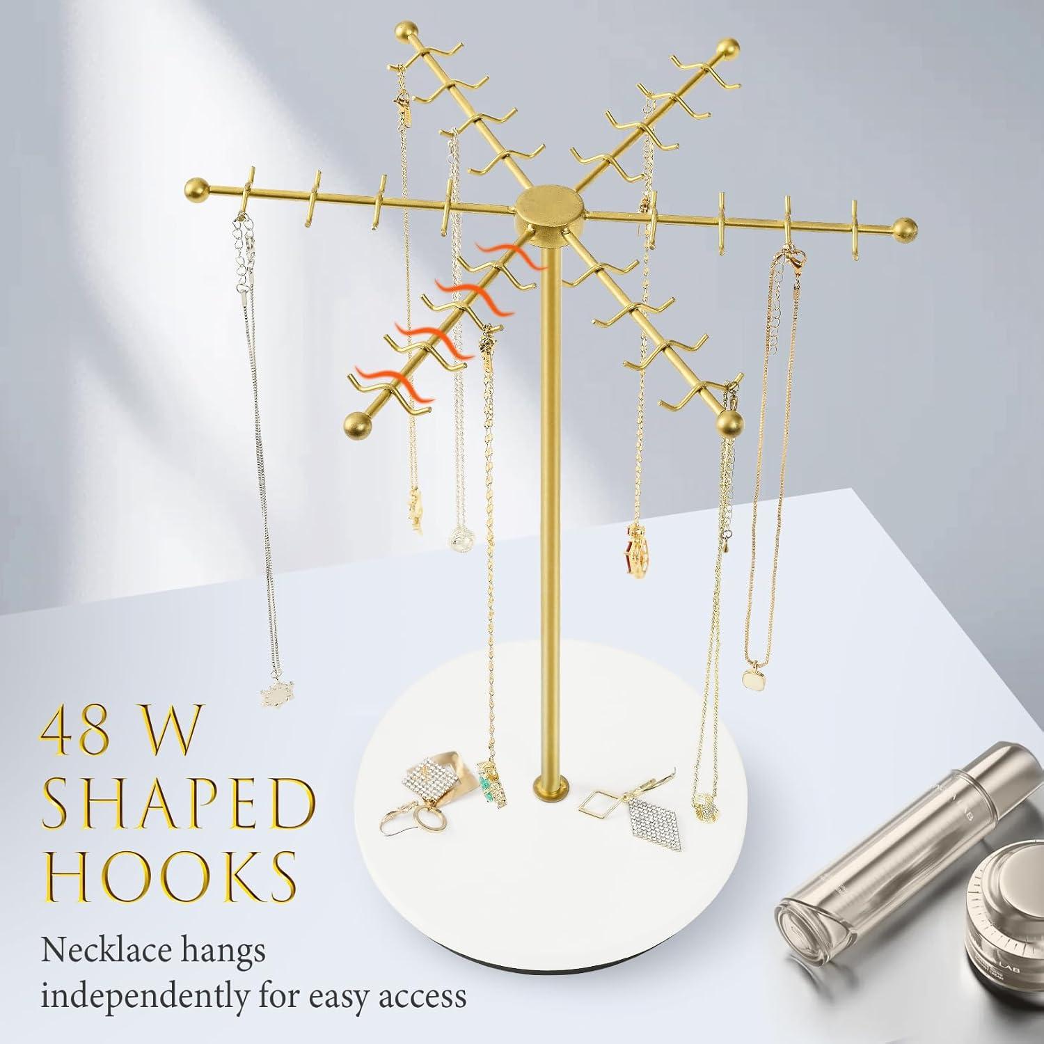 Soporte para Collares Poyilooo Dorado 48 Ganchos Rotativo