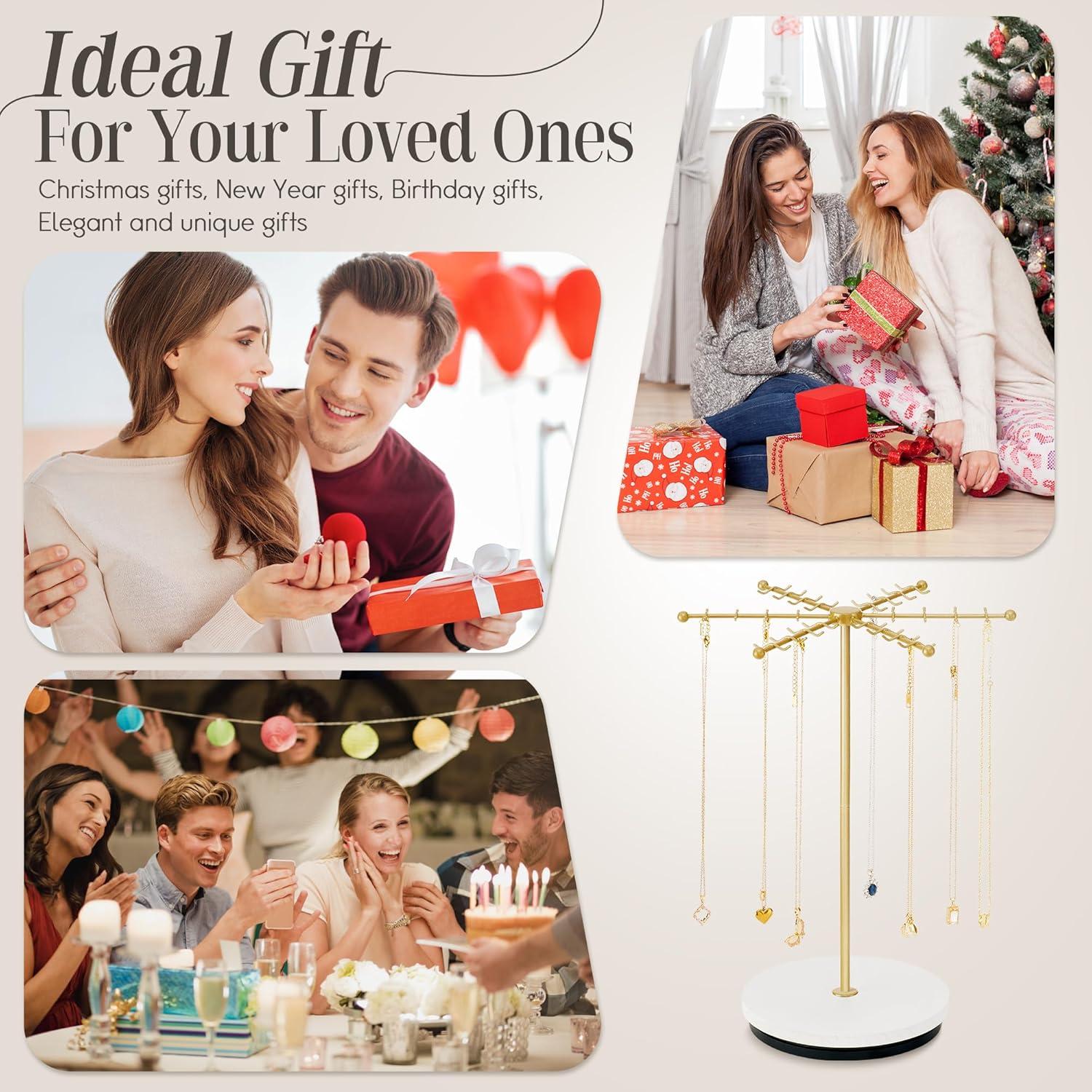 Soporte para Collares Poyilooo Dorado 48 Ganchos Rotativo