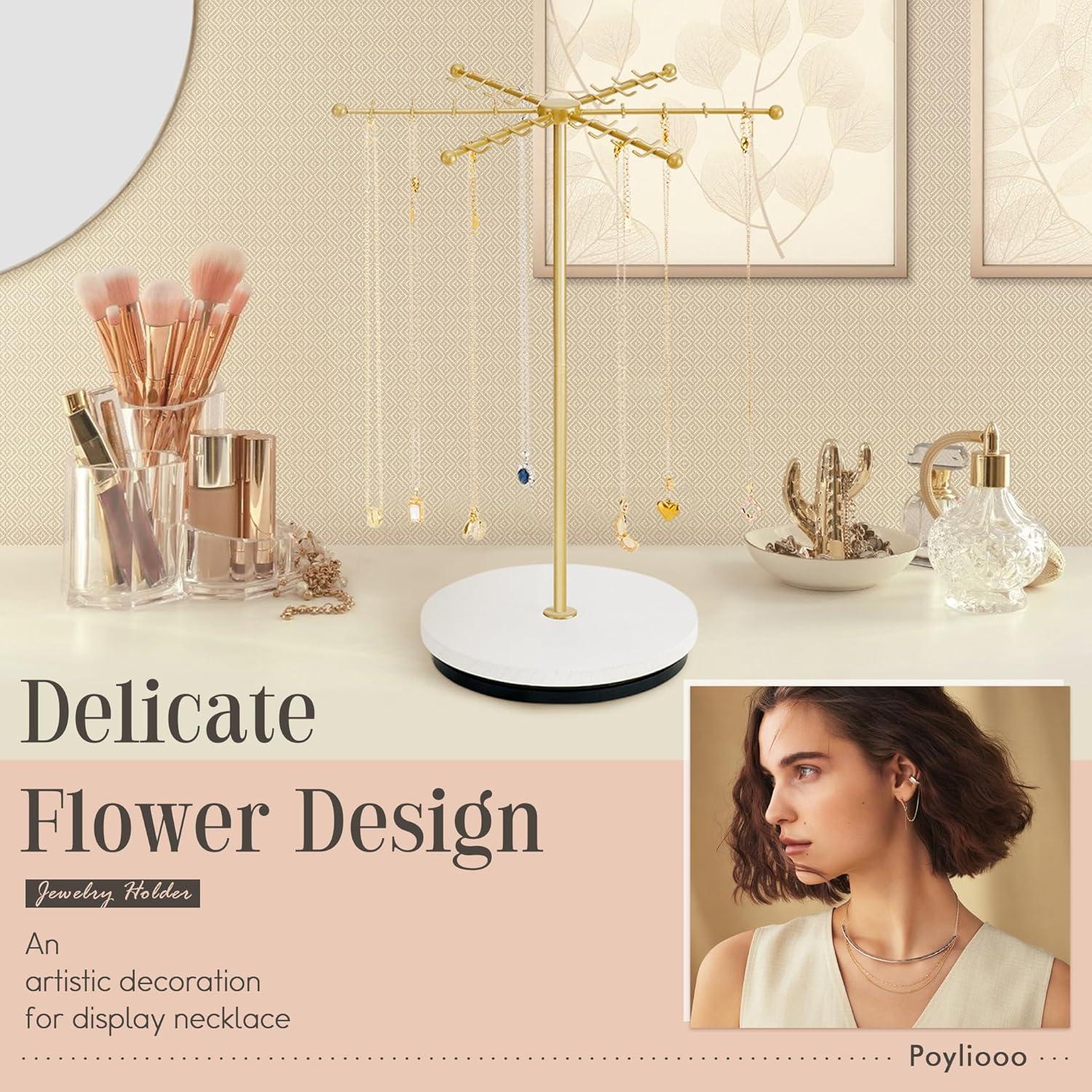 Soporte para Collares Poyilooo Dorado 48 Ganchos Rotativo