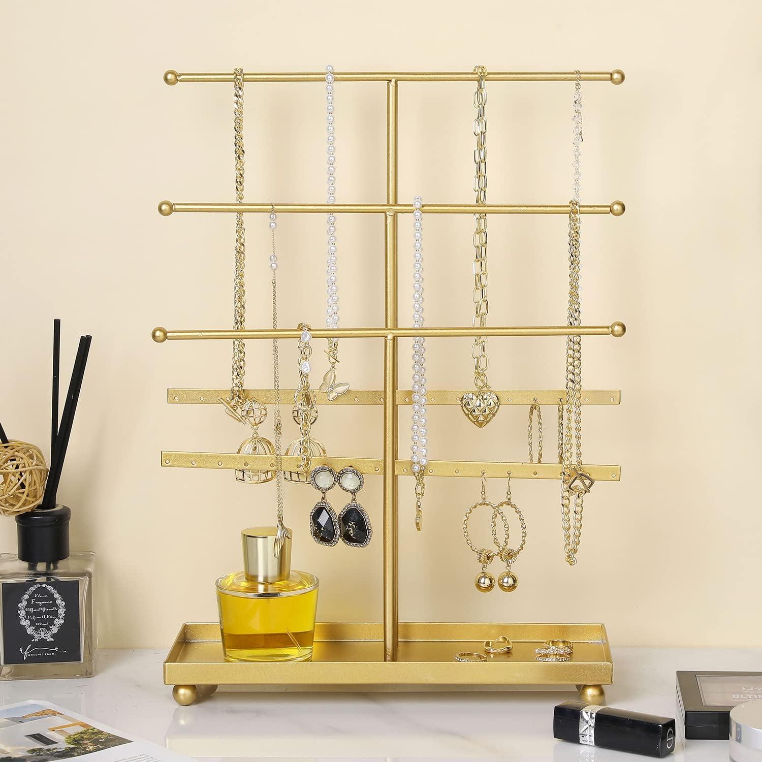 Soporte Organizador de Joyería MyGift Dorado 5 Niveles