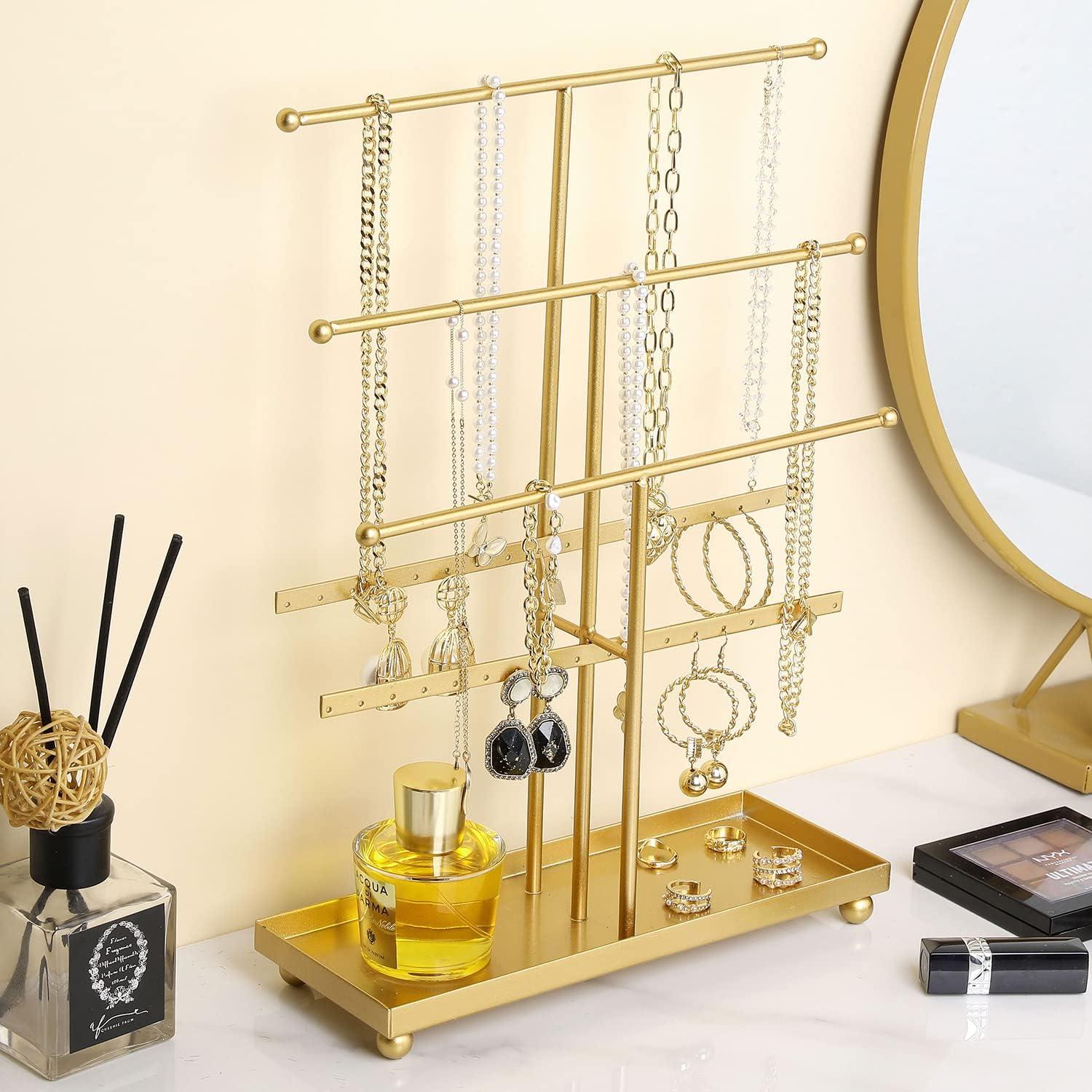 Soporte Organizador de Joyería MyGift Dorado 5 Niveles