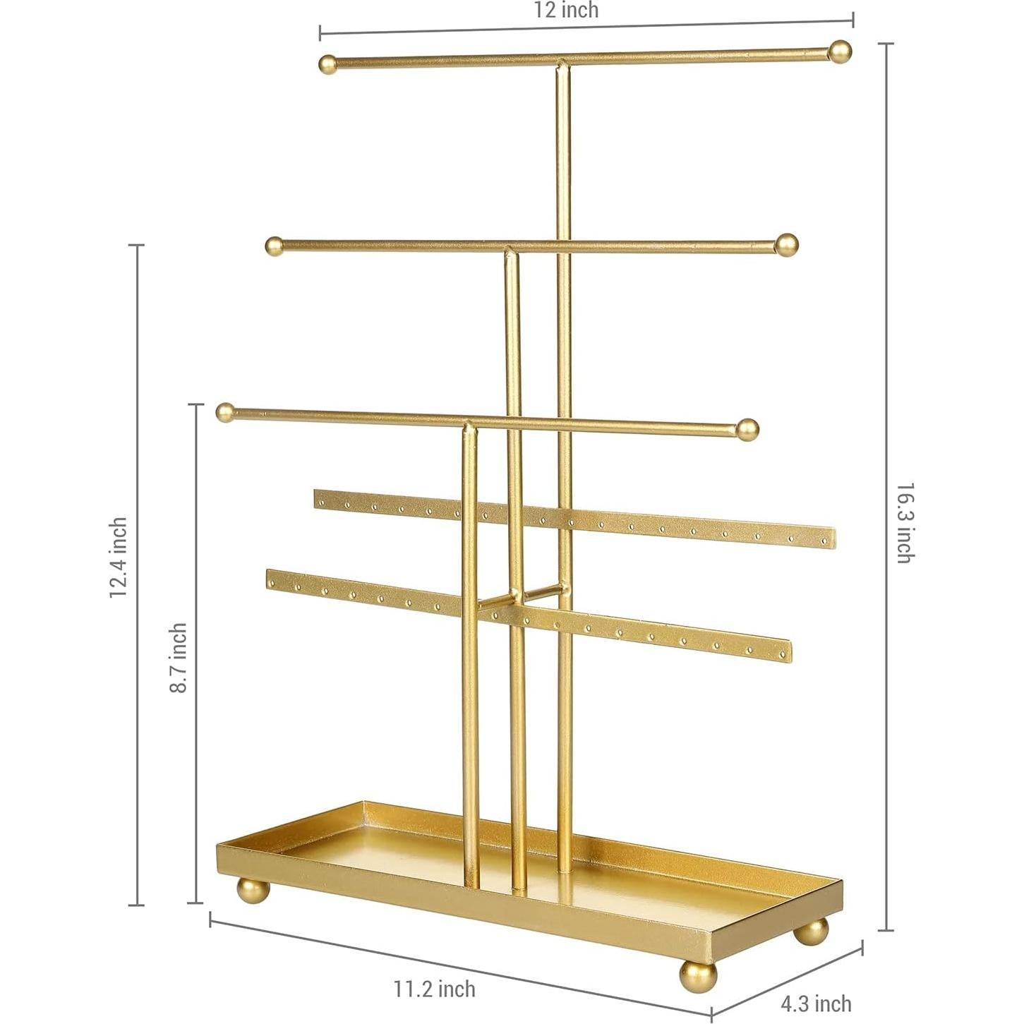 Soporte Organizador de Joyería MyGift Dorado 5 Niveles