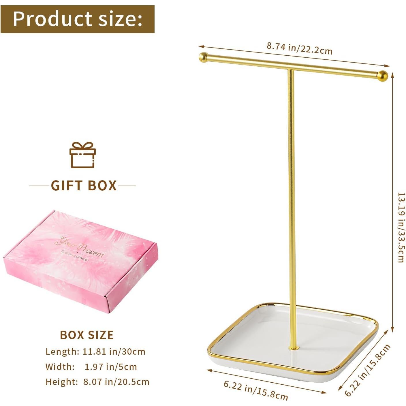 Soporte de Joyería en T Leijosya Dorado 33 cm Cerámica