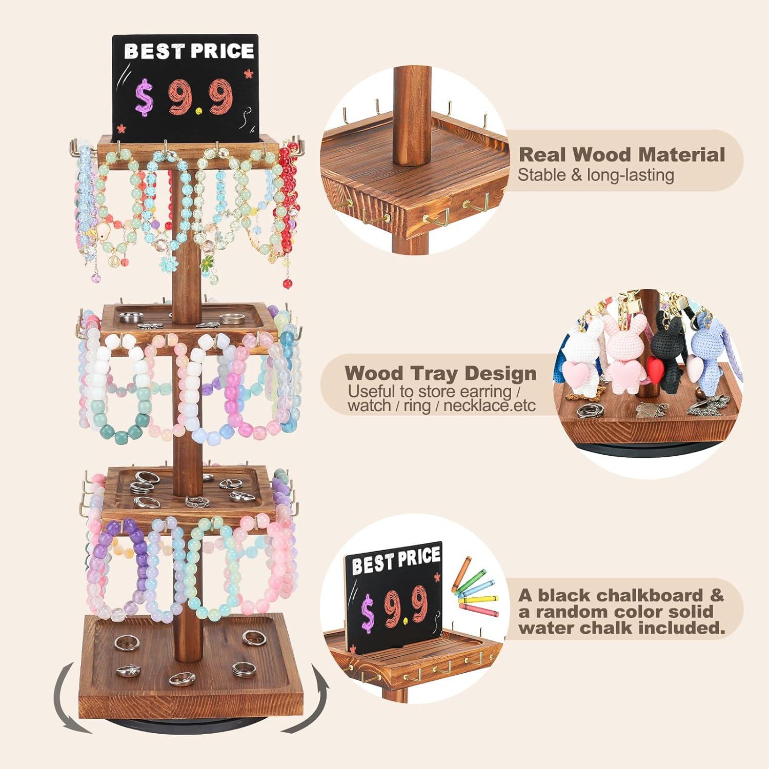 Soporte de Joyería Giratorio BDBDYEAY con 48 Ganchos y Bandejas