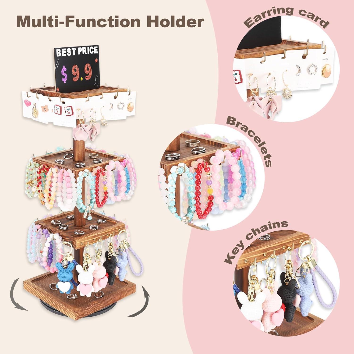 Soporte de Joyería Giratorio BDBDYEAY con 48 Ganchos y Bandejas