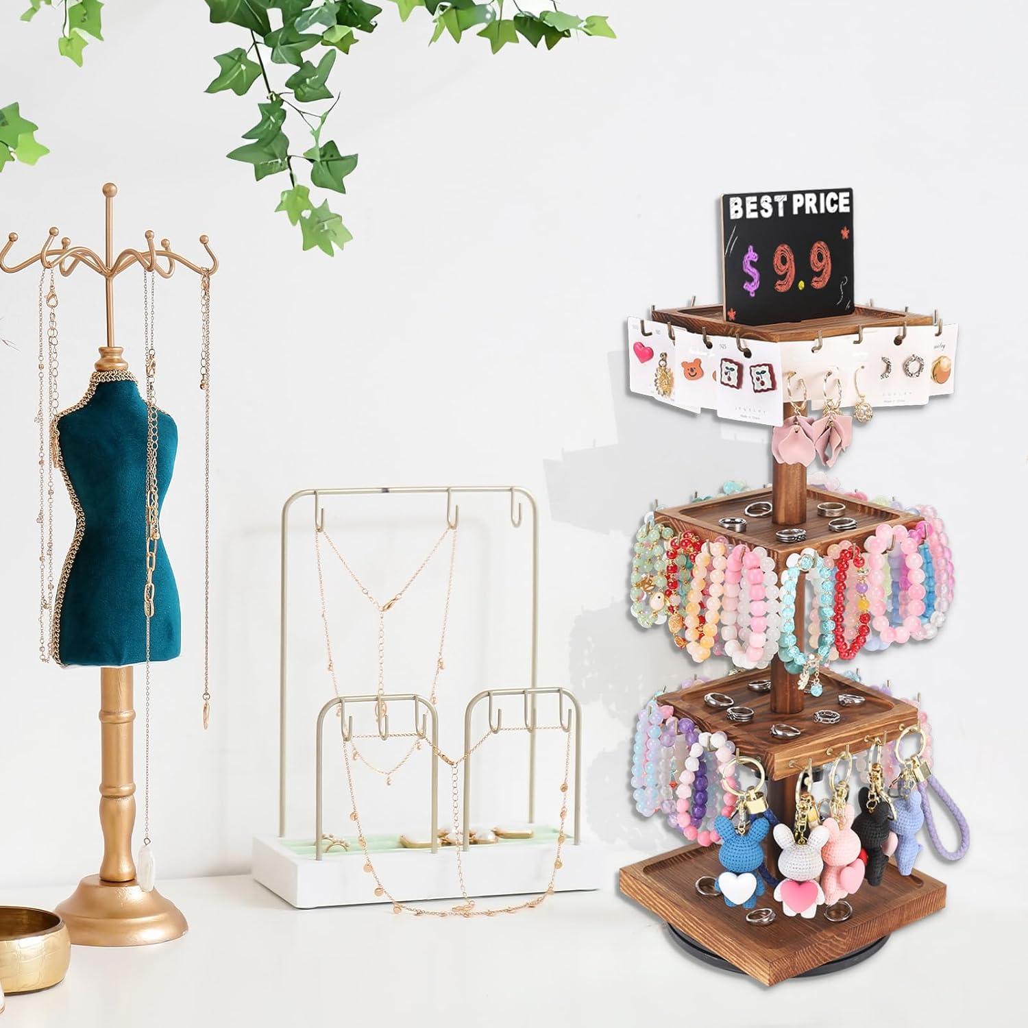 Soporte de Joyería Giratorio BDBDYEAY con 48 Ganchos y Bandejas