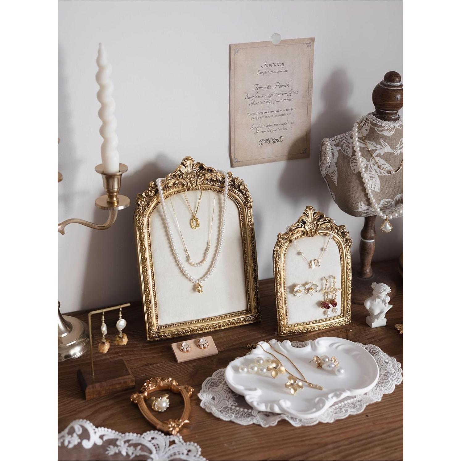 Soporte de Joyería HSDDHOME Vintage 2 Piezas Terciopelo