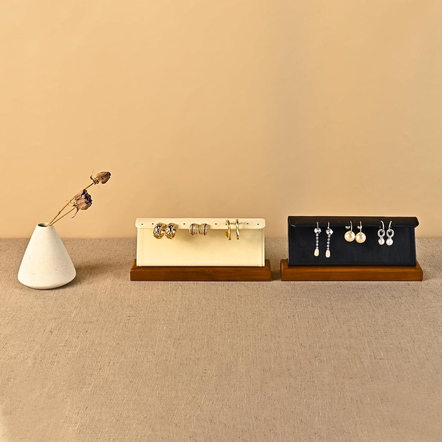 Soporte de Joyería de Madera Woodten para Pendientes Beige