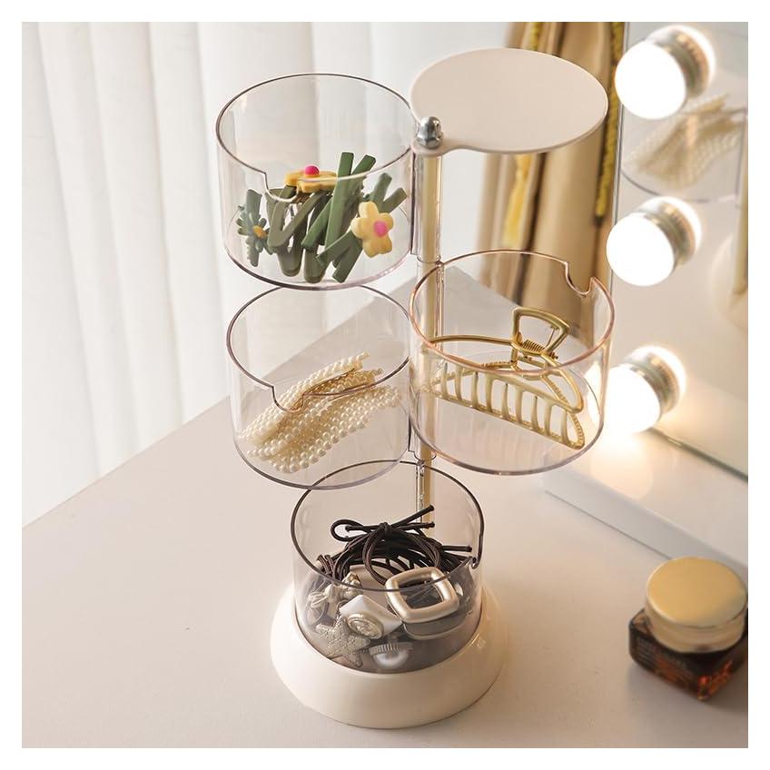 Caja de Joyería YIEZI Transparente 4 Capas Rotativa 360°