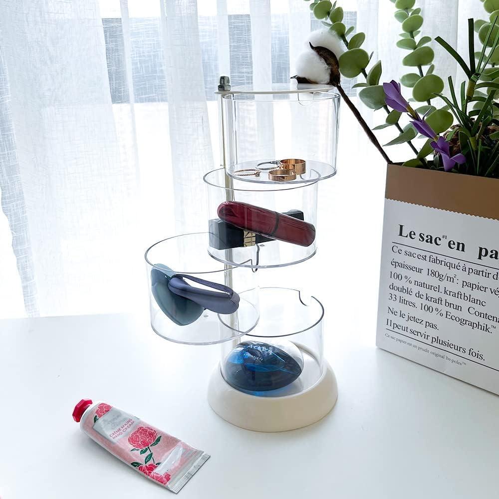 Caja de Joyería YIEZI Transparente 4 Capas Rotativa 360°