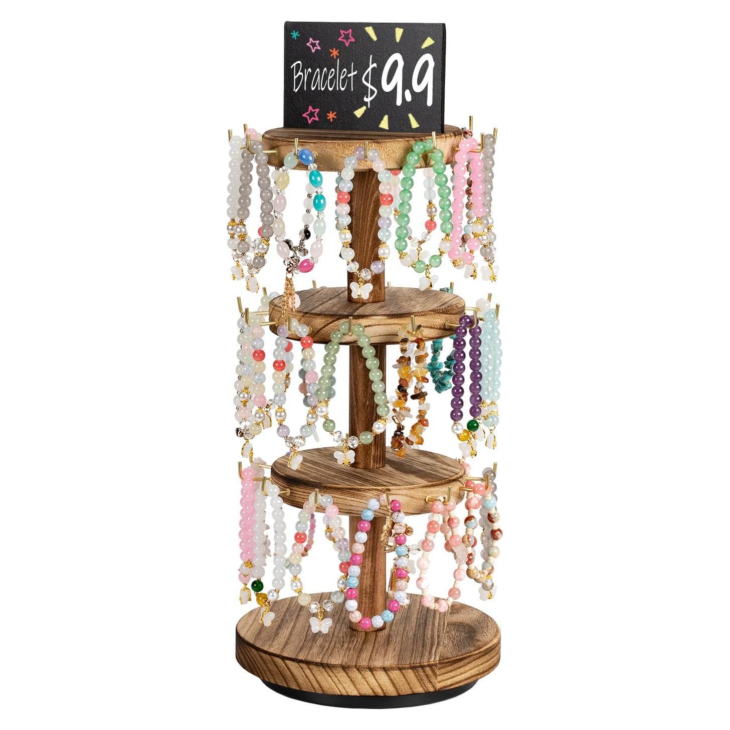 Soporte Giratorio de Madera Pinzoveco para Pulseras 3 Niveles