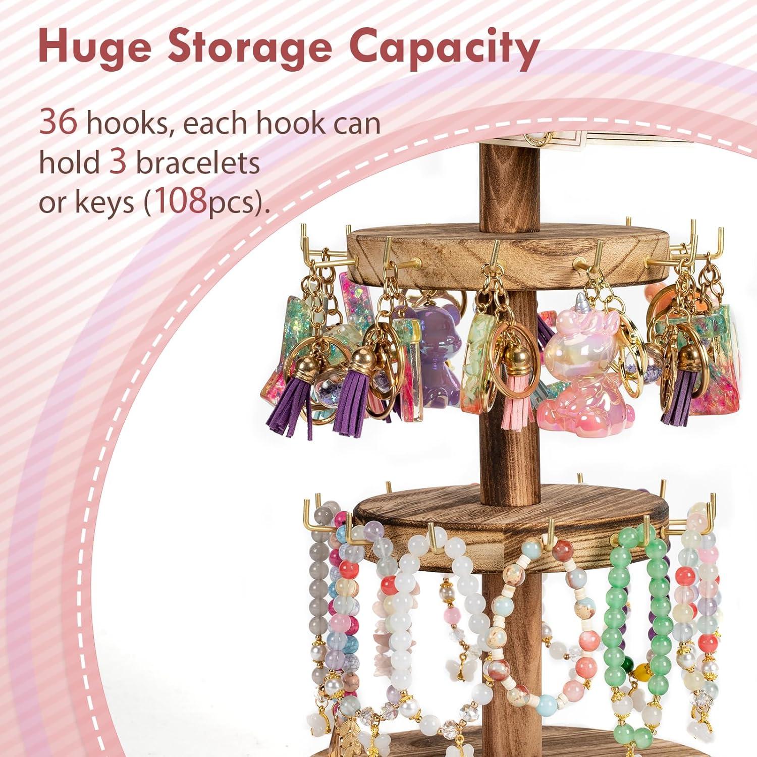 Soporte Giratorio de Madera Pinzoveco para Pulseras 3 Niveles