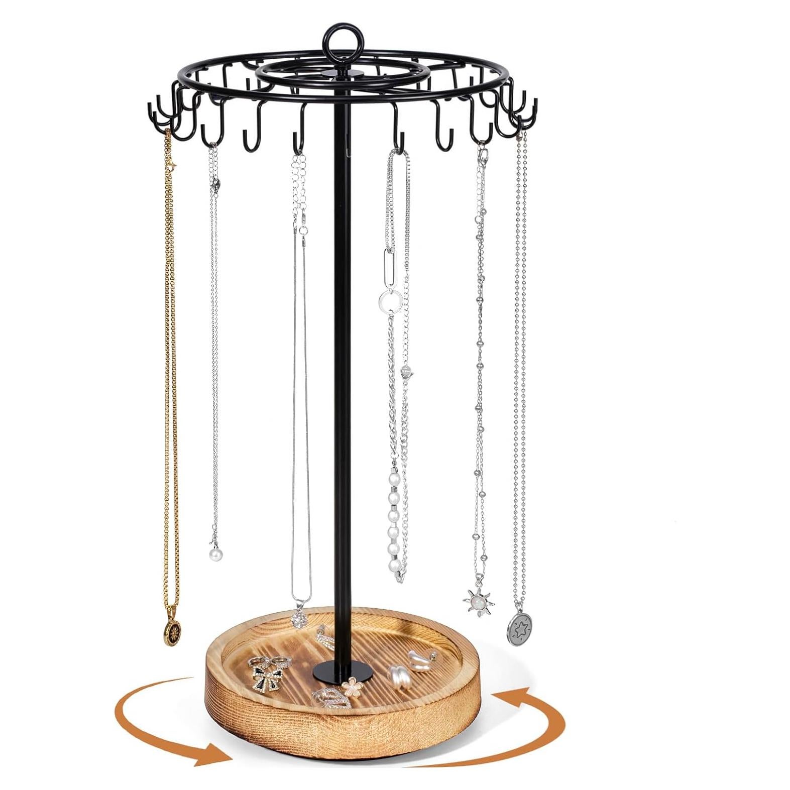 Soporte de Collar Rotatorio Losneg, Organizador Vintage 24 Ganchos