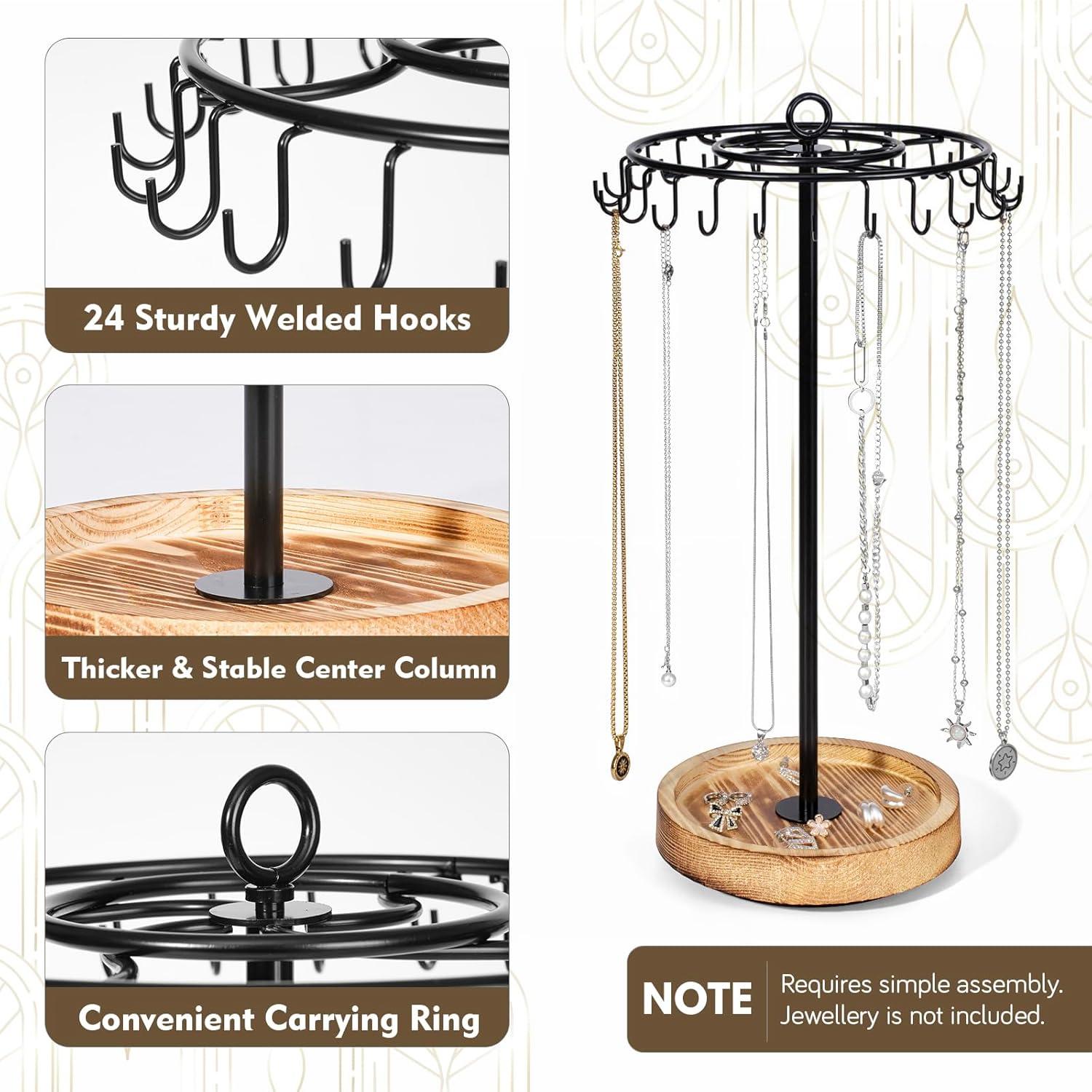 Soporte de Collar Rotatorio Losneg, Organizador Vintage 24 Ganchos