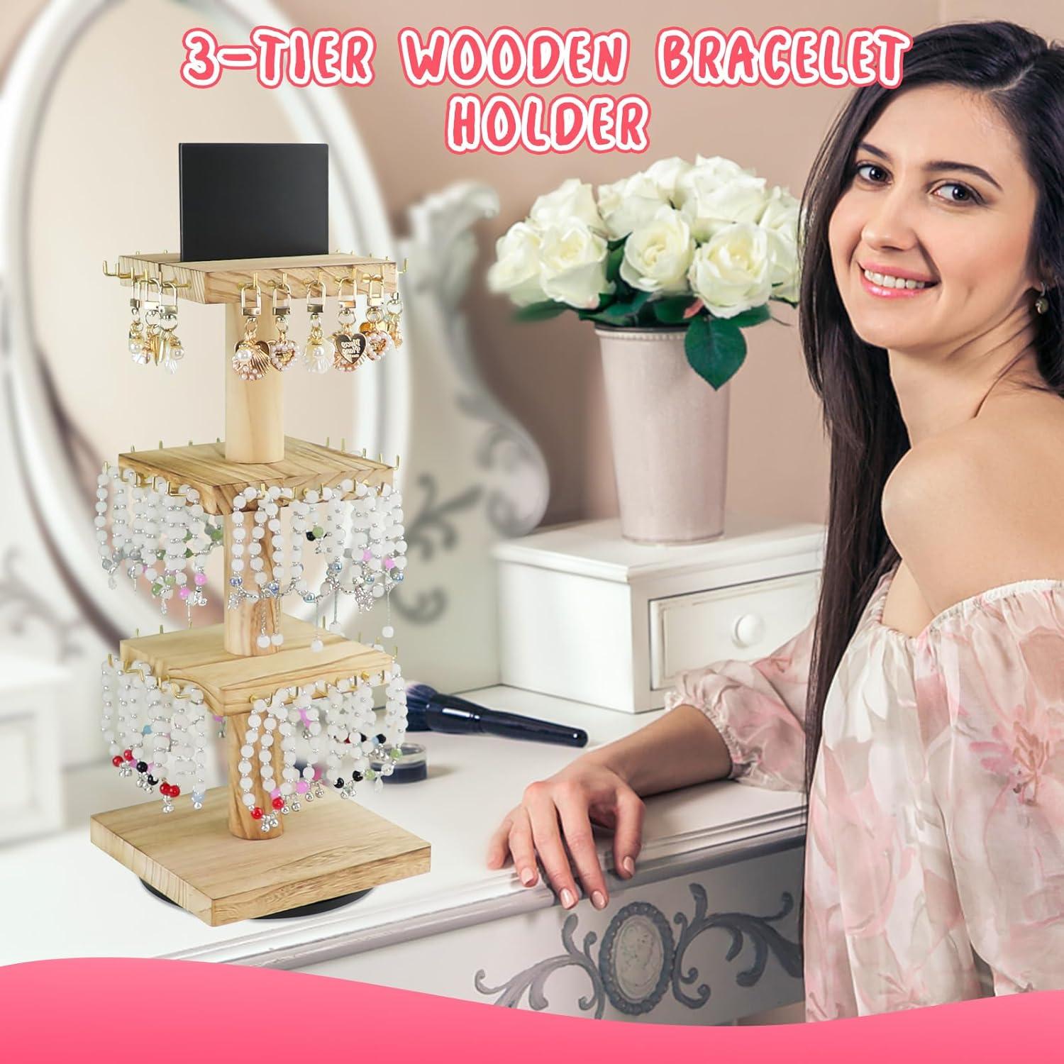 Soporte de Joyería ERTIUANIO Rotatorio 3 Niveles 60 Ganchos