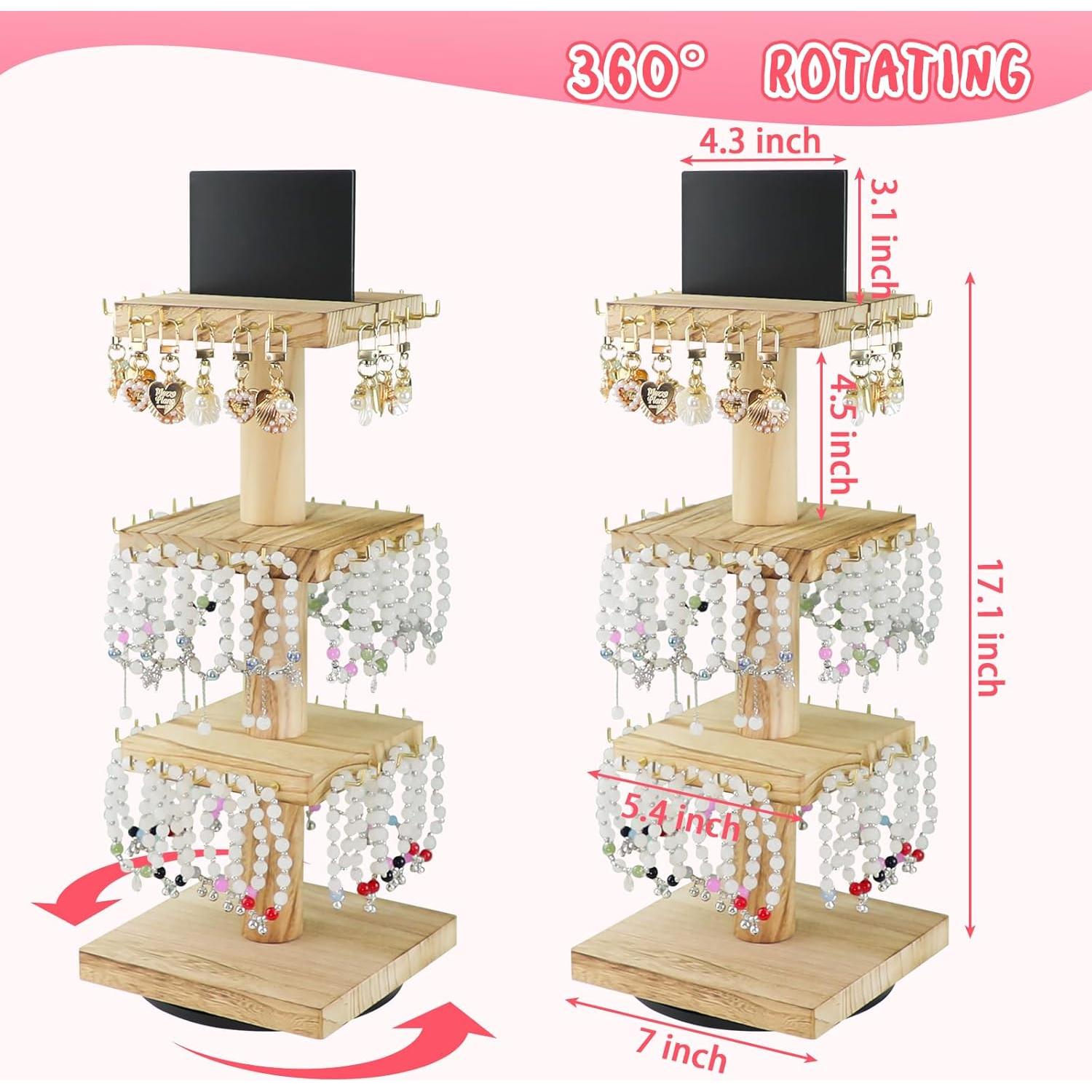 Soporte de Joyería ERTIUANIO Rotatorio 3 Niveles 60 Ganchos