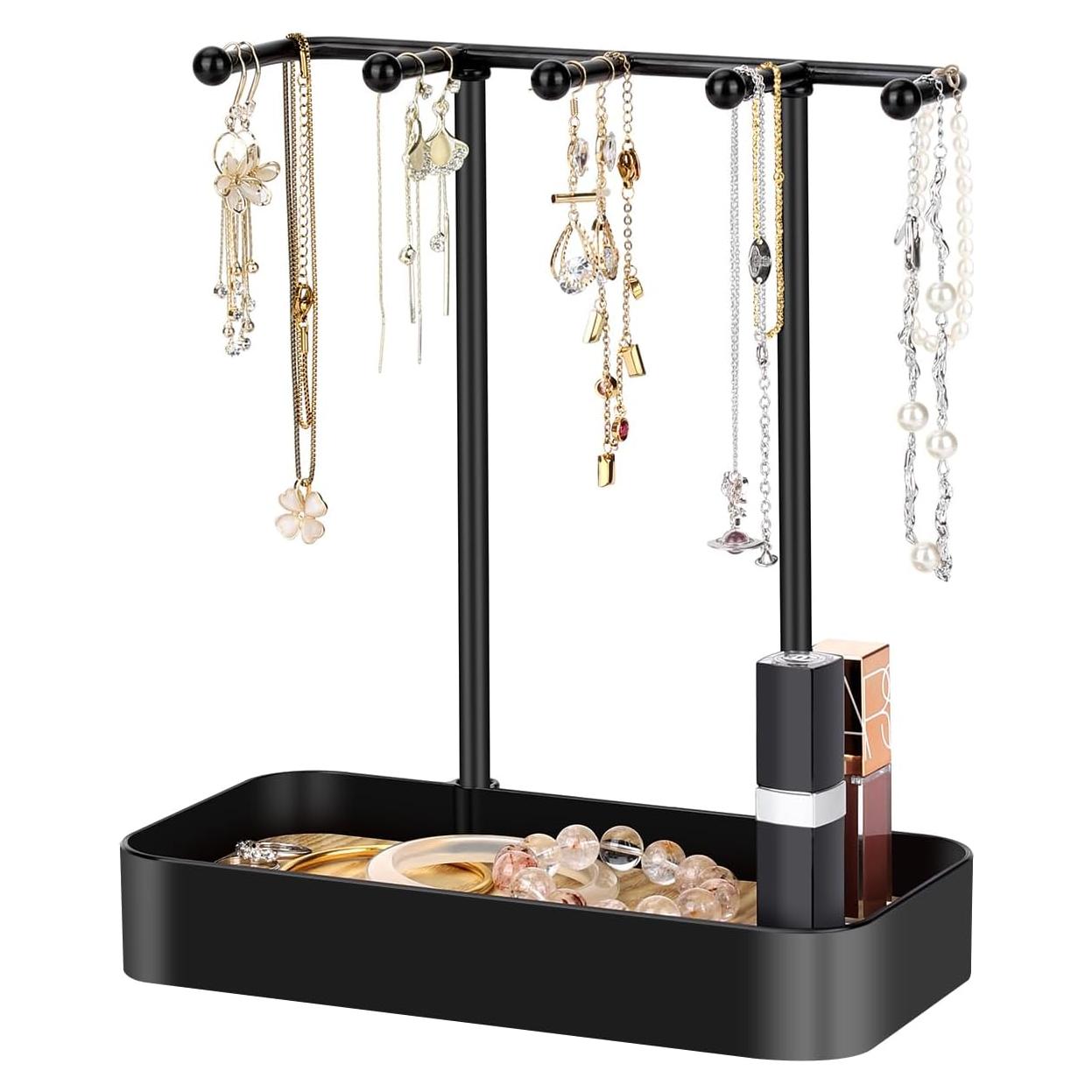 Organizador de Joyería TACGEA Negro con Soporte y Bandeja