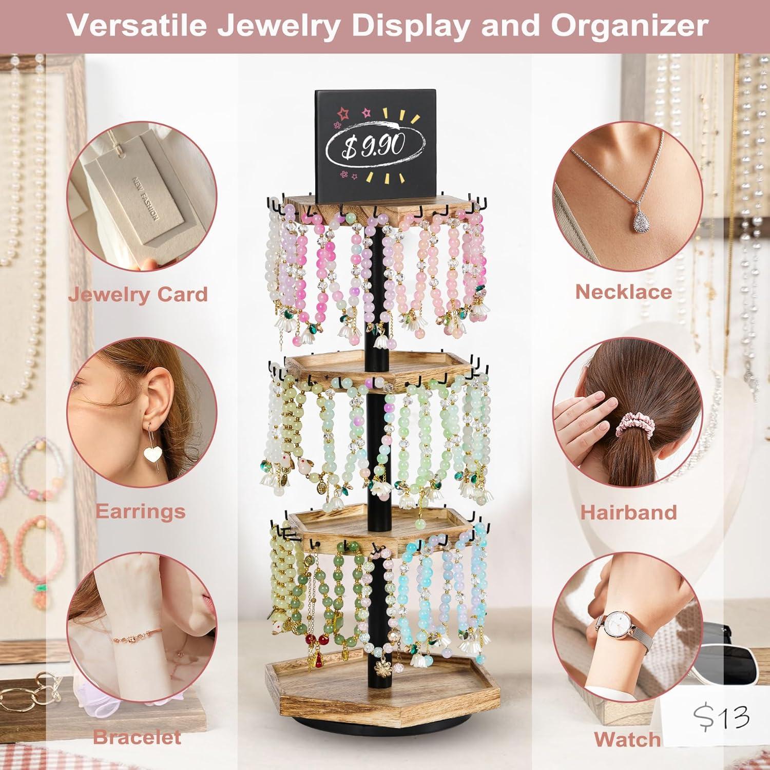 Soporte giratorio para pulseras QILICHZ de madera hexagonal