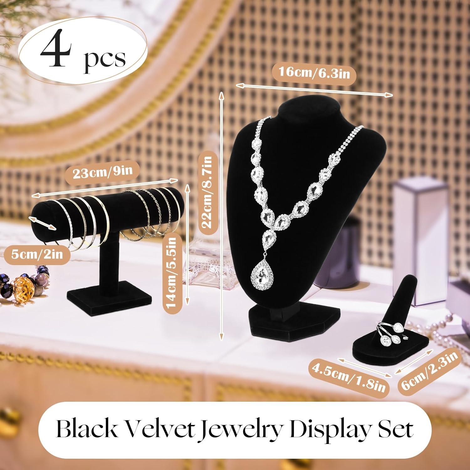 Conjunto de Exhibición de Joyería Wenqik 4 Piezas Terciopelo