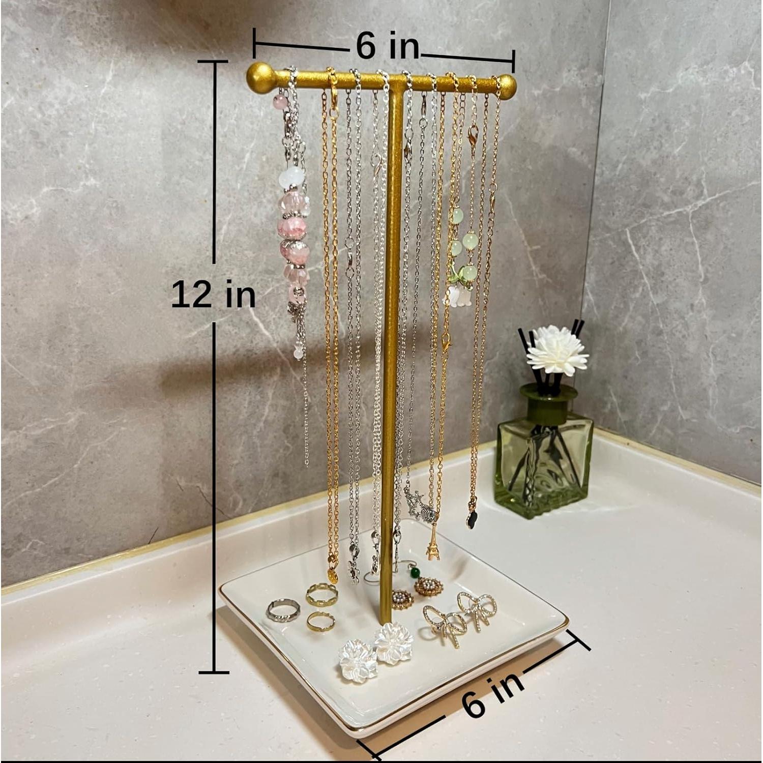 Soporte de Joyería JHJFRAWY con Plato de Cerámica 30.48 cm